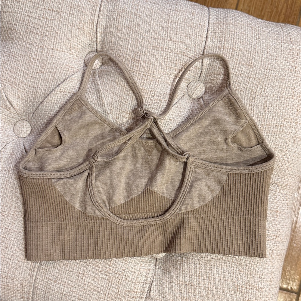 Women’s Seamless Ribbed Wireless Bralette - Taupe - Picture 2 of 3